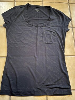 Calvin Klein Jeans Black Short-Sleeve Scoop Neck Tee with Pocket